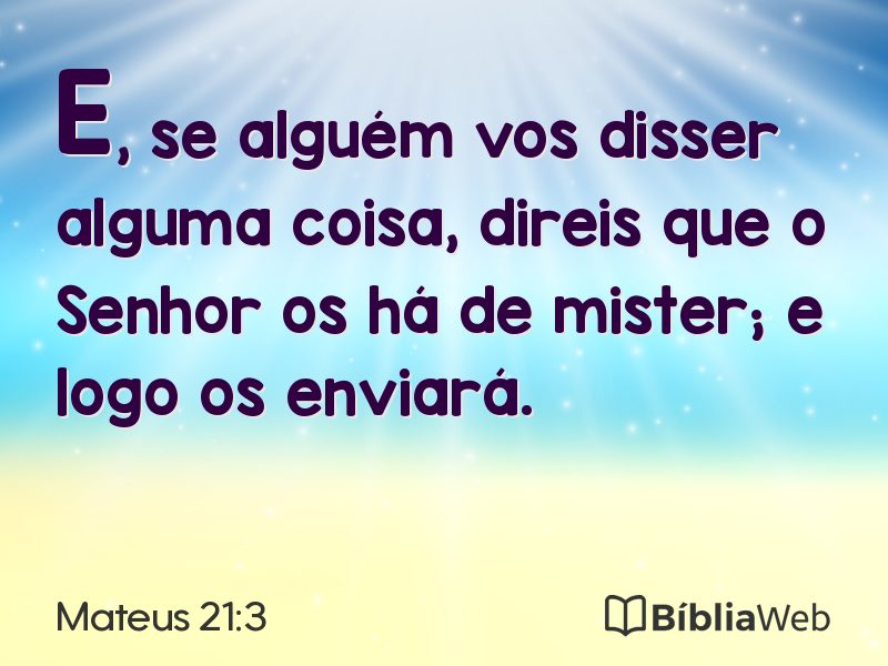 Mateus 21:3 em imagem para compartilhar
