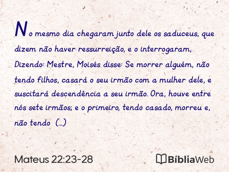 Mateus 22:23-28 em imagem para compartilhar