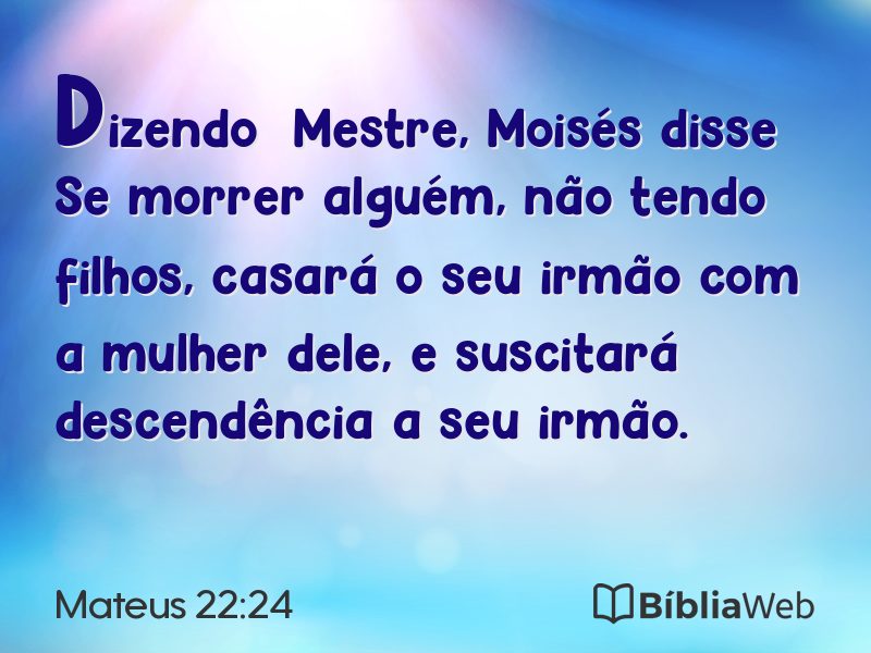 Mateus 22:24 em imagem para compartilhar