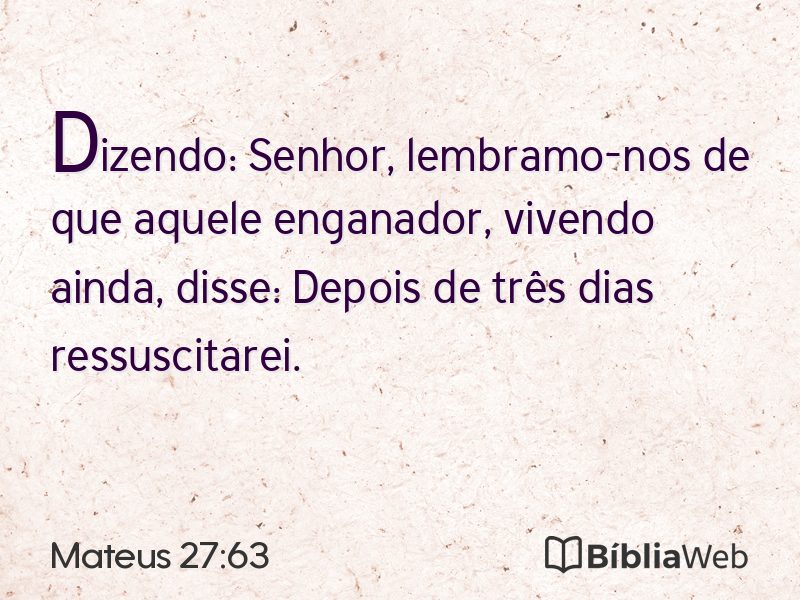 Mateus 27:63 em imagem para compartilhar