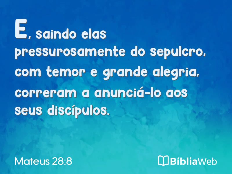 Mateus 28:8 em imagem para compartilhar
