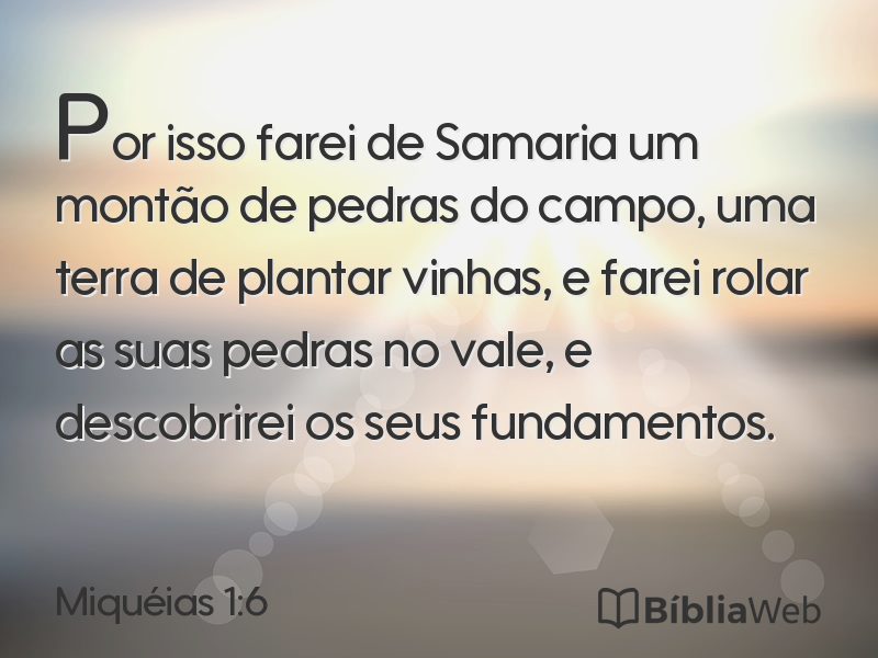 Miquéias 1:6 em imagem para compartilhar