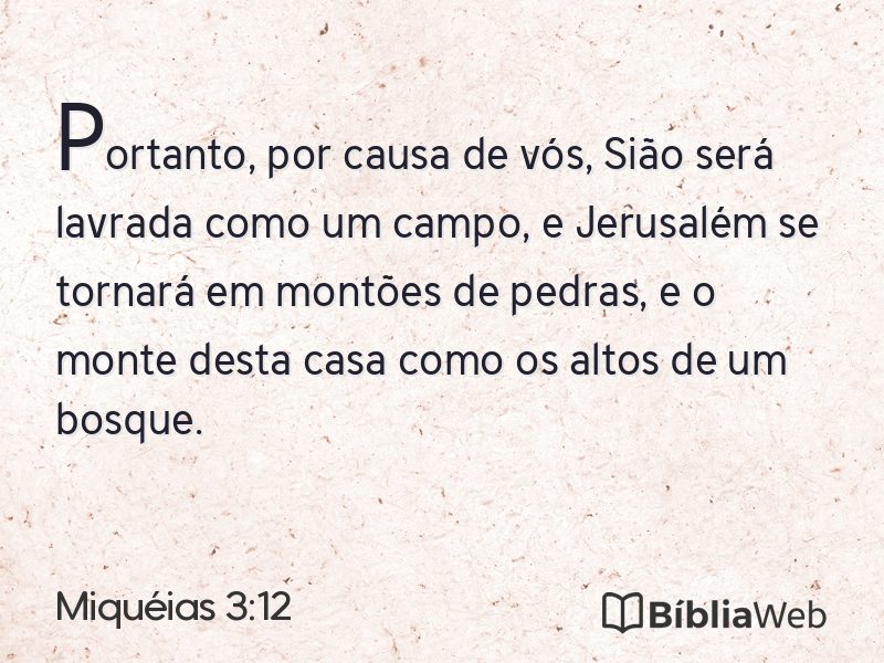 Miquéias 3:12 em imagem para compartilhar