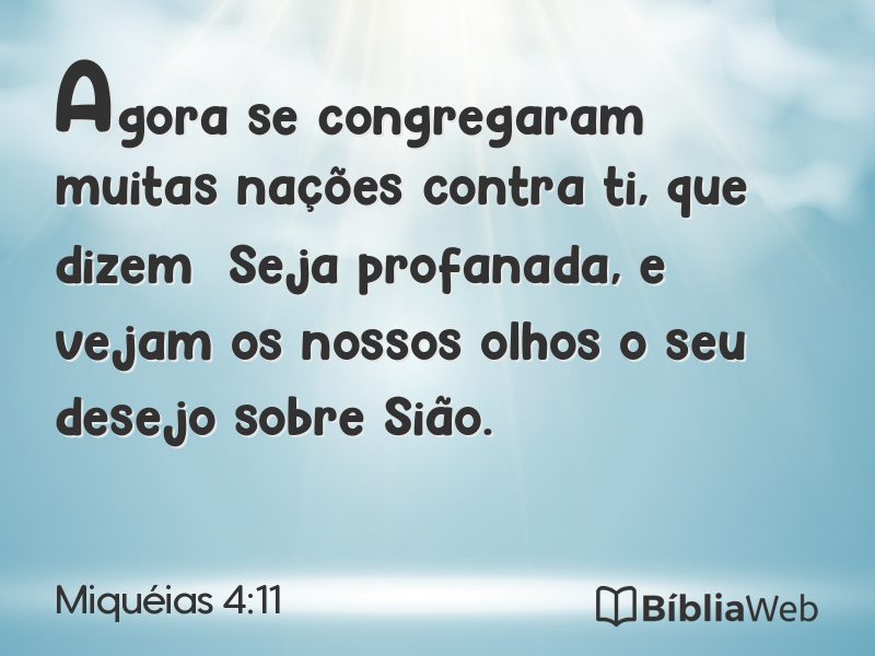 Miquéias 4:11 em imagem para compartilhar