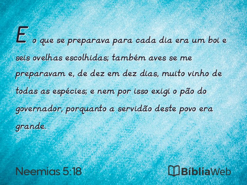 Neemias 5:18 em imagem para compartilhar