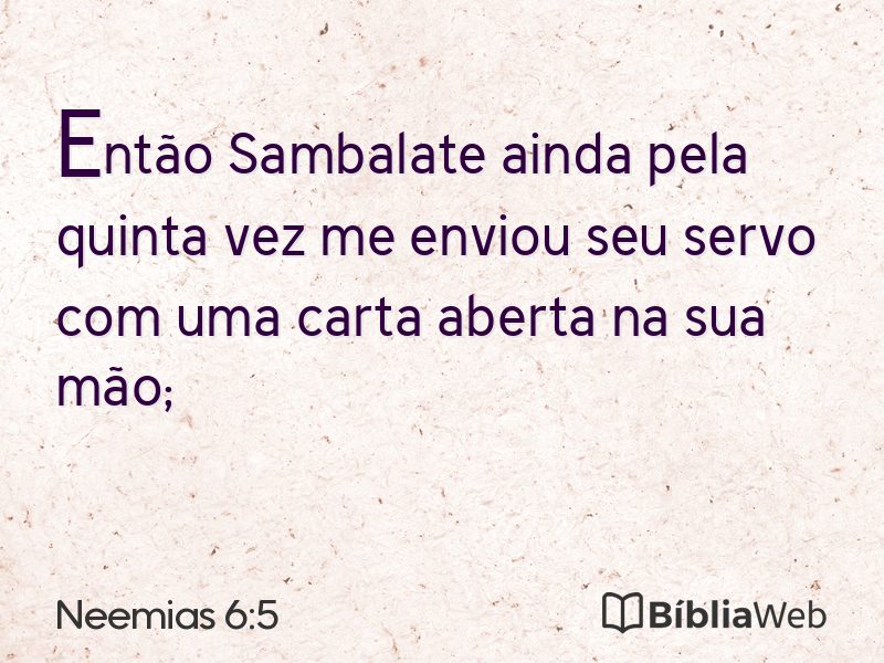 Neemias 6:5 em imagem para compartilhar
