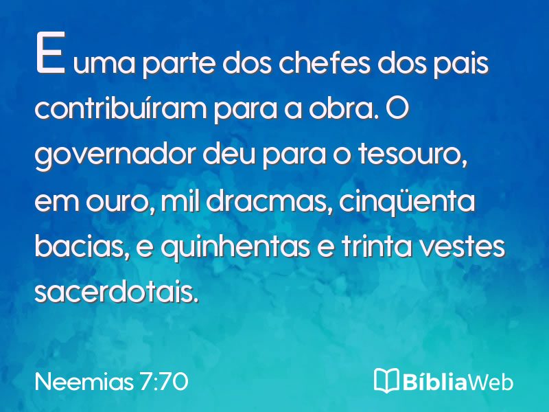 Neemias 7:70 em imagem para compartilhar
