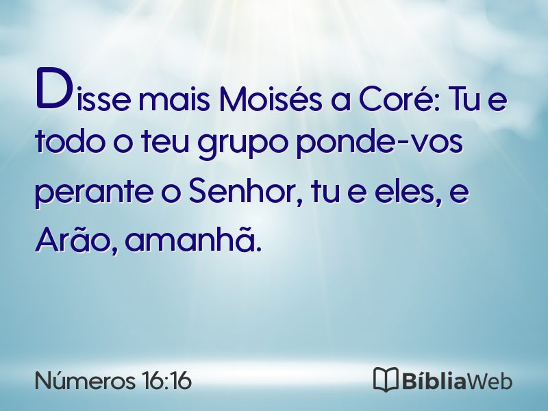 Números 16:16 em imagem para compartilhar