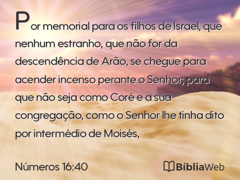 Números 16:40 em imagem para compartilhar