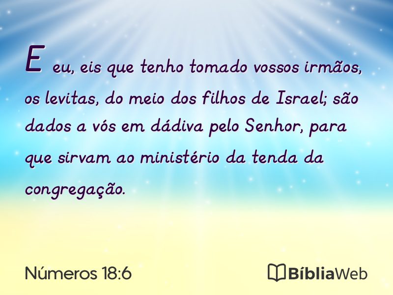 Números 18:6 em imagem para compartilhar
