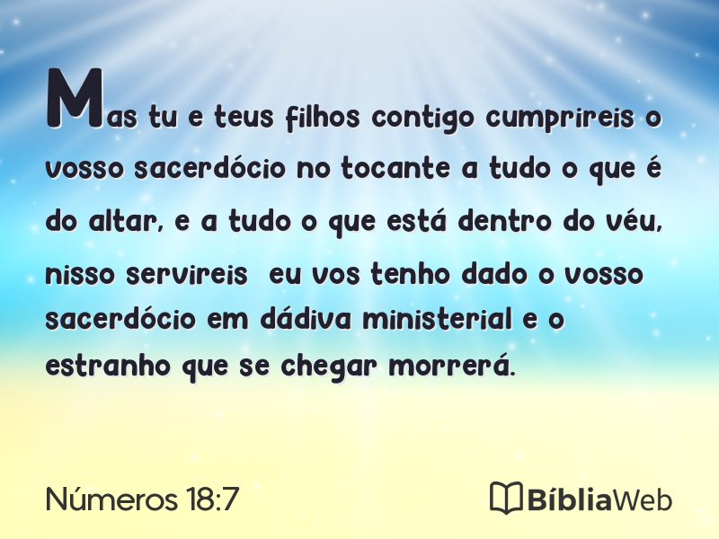 Números 18:7 em imagem para compartilhar