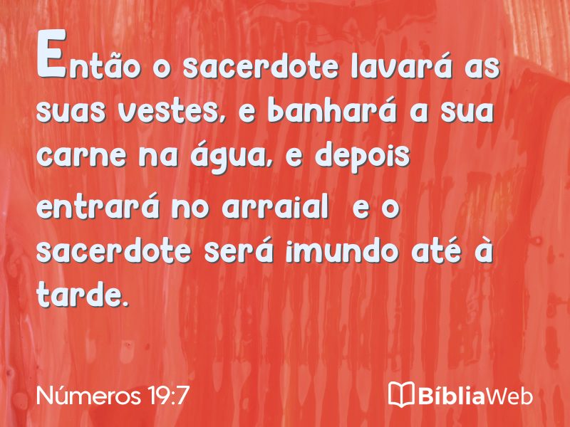 Números 19:7 em imagem para compartilhar