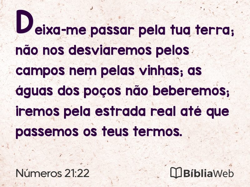 Números 21:22 em imagem para compartilhar