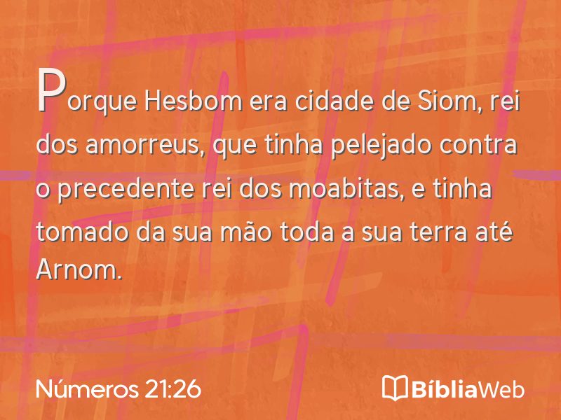 Números 21:26 em imagem para compartilhar