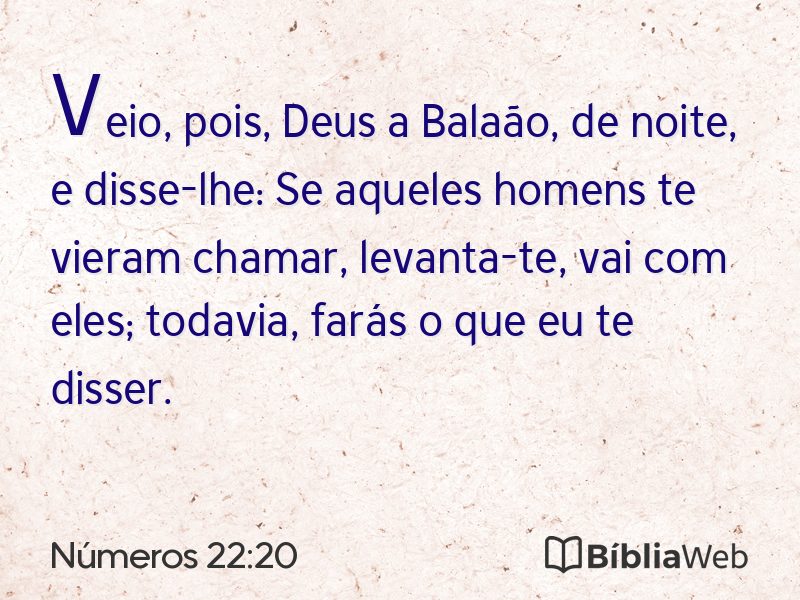 Números 22:20 em imagem para compartilhar
