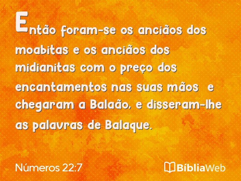 Números 22:7 em imagem para compartilhar