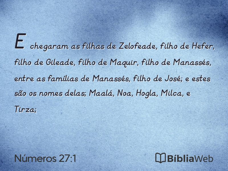 Números 27:1 em imagem para compartilhar
