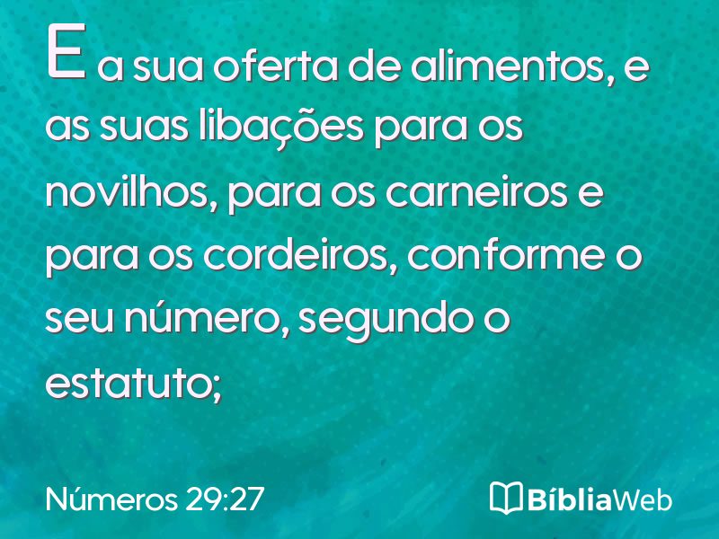 Números 29:27 em imagem para compartilhar