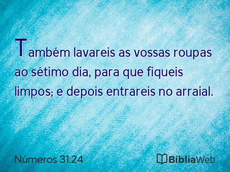 Números 31:24 em imagem para compartilhar