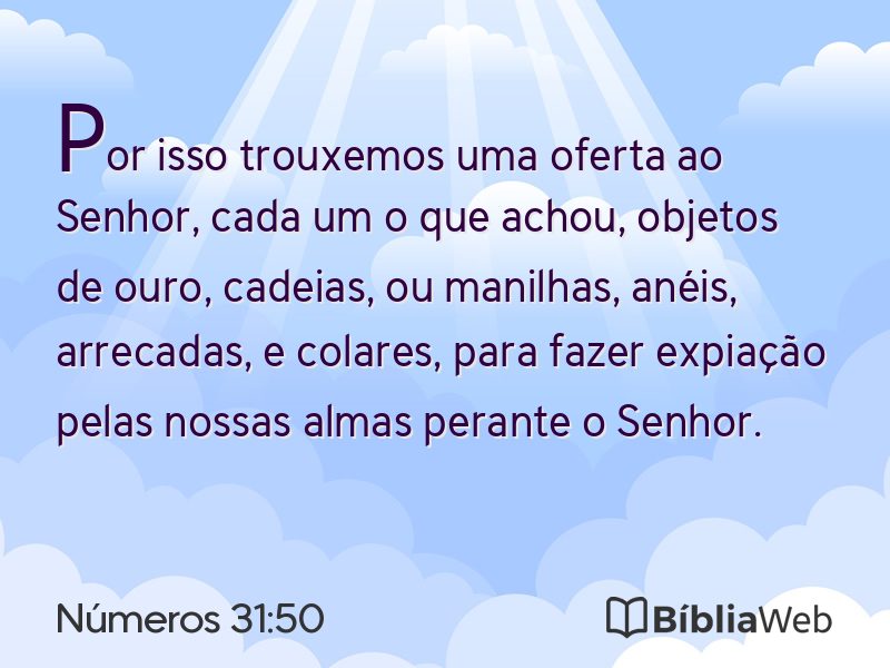 Números 31:50 em imagem para compartilhar
