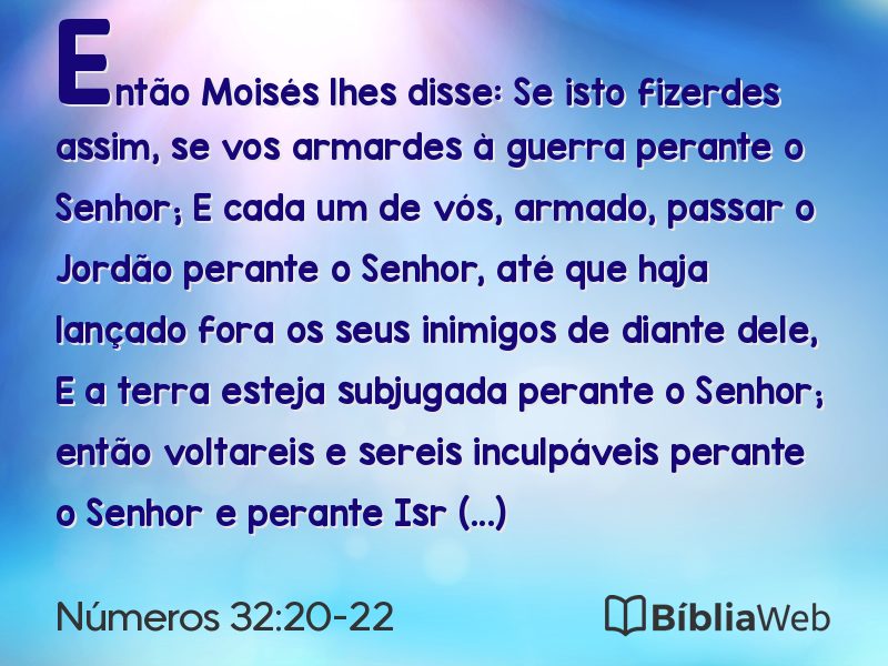 Números 32:20-22 em imagem para compartilhar