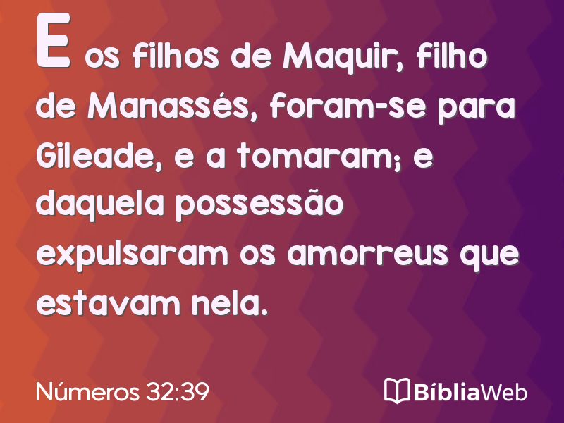 Números 32:39 em imagem para compartilhar