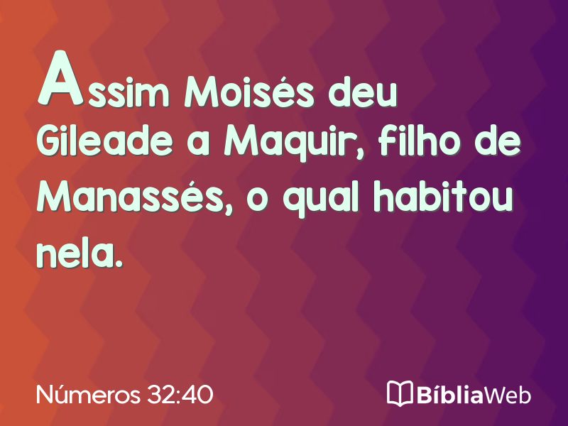 Números 32:40 em imagem para compartilhar