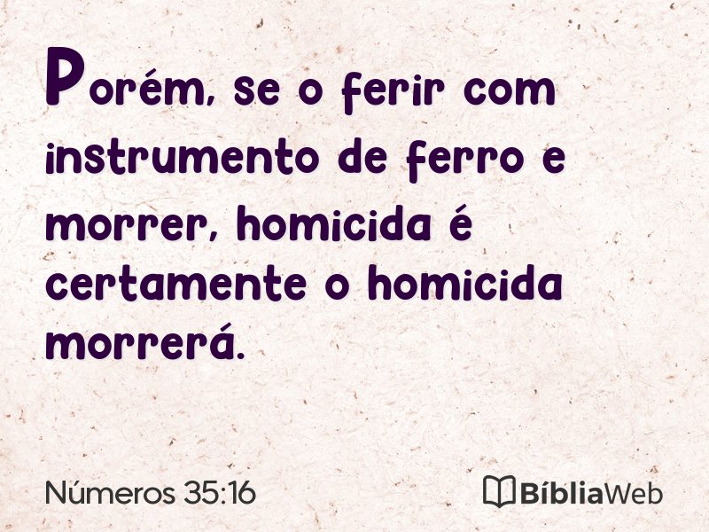 Números 35:16 em imagem para compartilhar