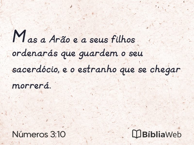 Números 3:10 em imagem para compartilhar