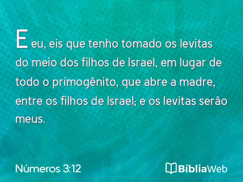 Números 3:12 em imagem para compartilhar