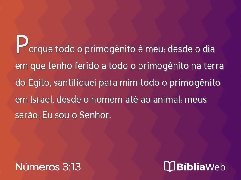 Números 3:13 em imagem para compartilhar