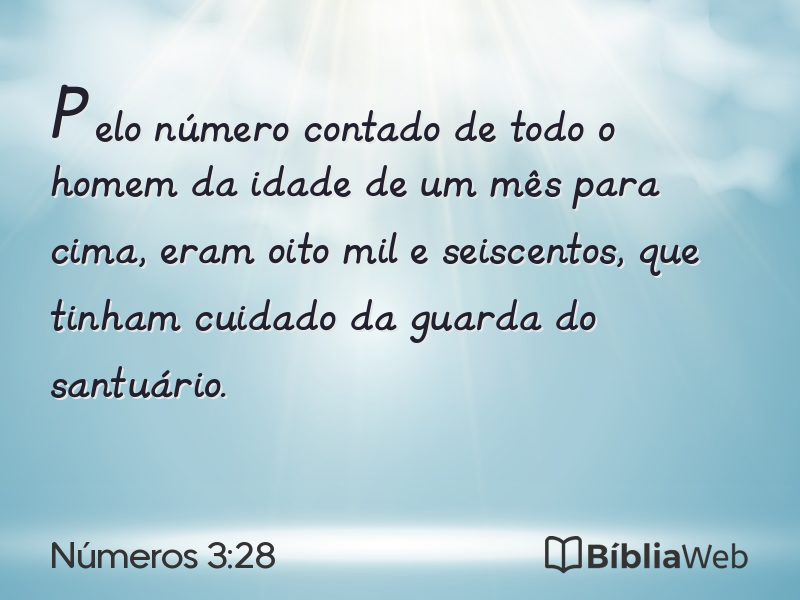 Números 3:28 em imagem para compartilhar