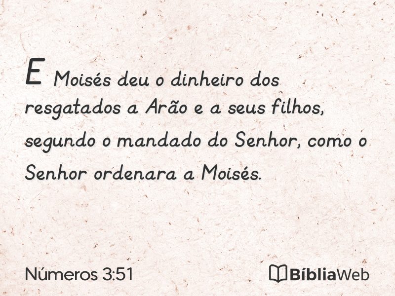Números 3:51 em imagem para compartilhar