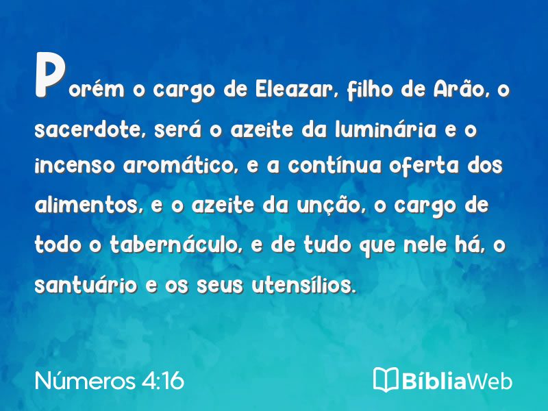 Números 4:16 em imagem para compartilhar