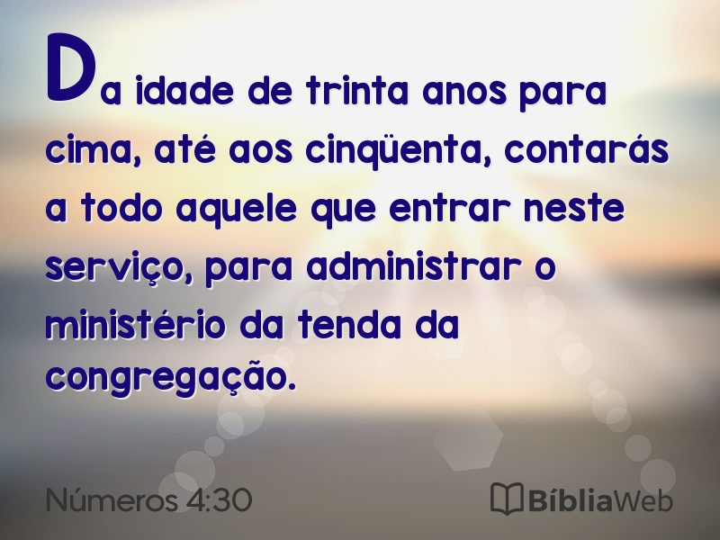 Números 4:30 em imagem para compartilhar