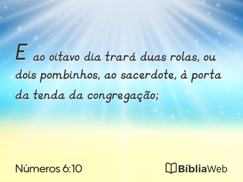Números 6:10 em imagem para compartilhar