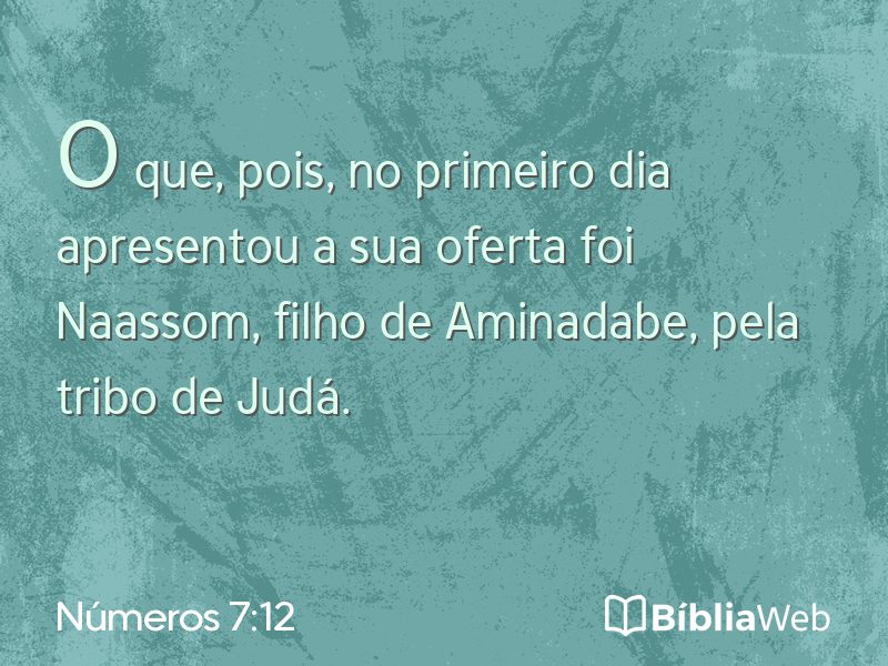 Números 7:12 em imagem para compartilhar