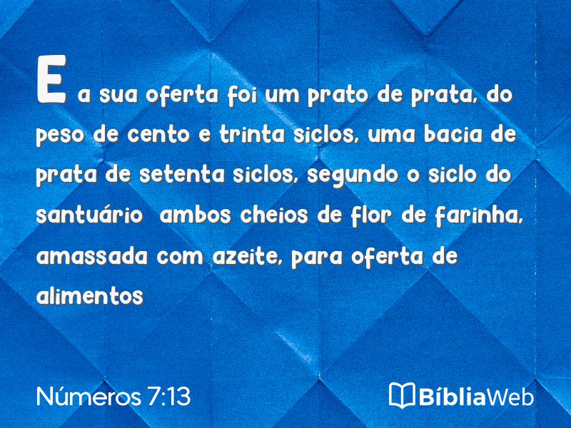 Números 7:13 em imagem para compartilhar