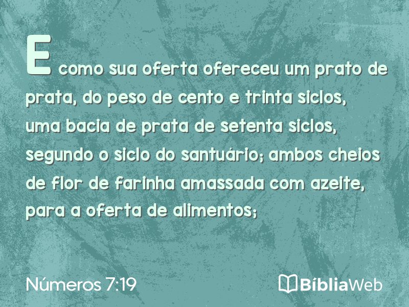 Números 7:19 em imagem para compartilhar