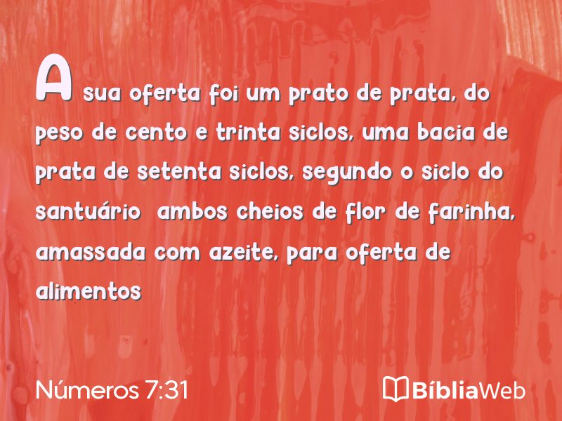 Números 7:31 em imagem para compartilhar