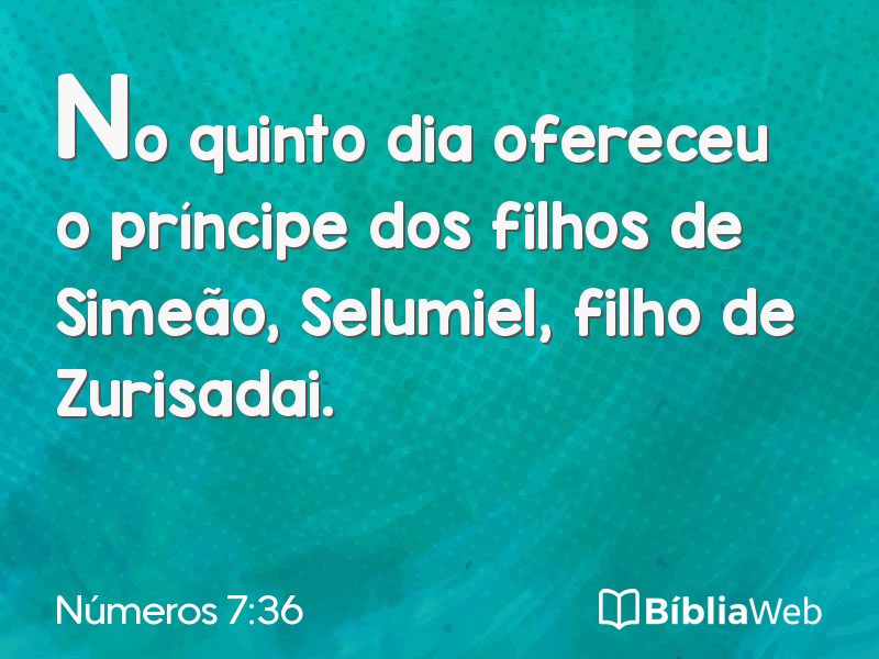 Números 7:36 em imagem para compartilhar