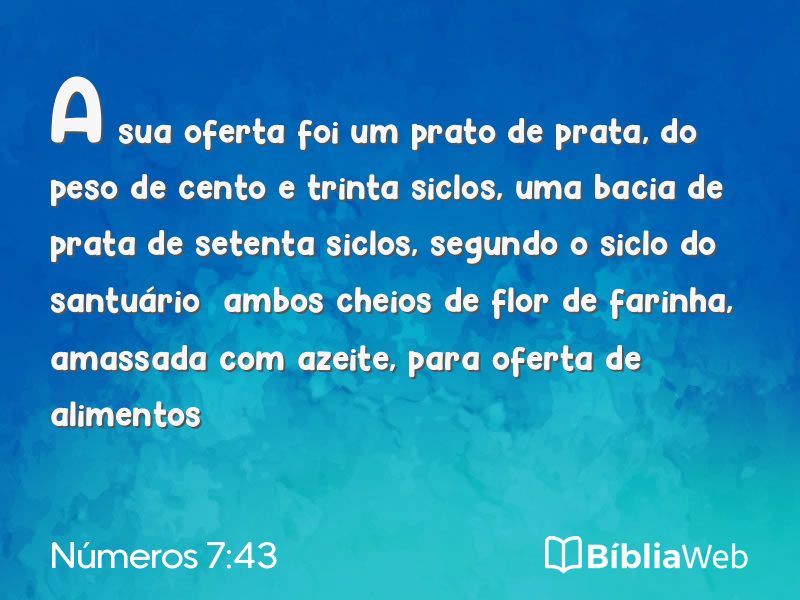 Números 7:43 em imagem para compartilhar