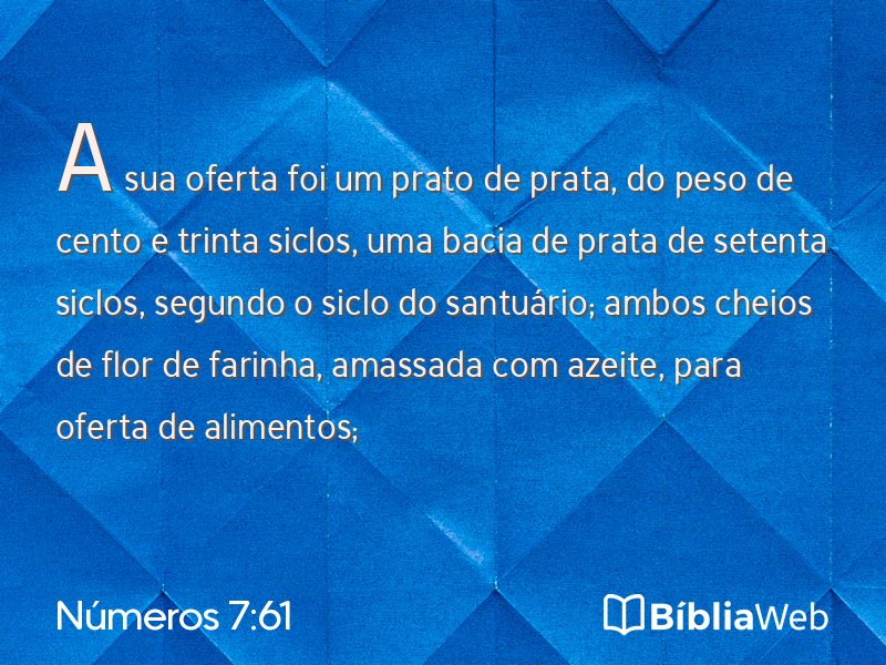 Números 7:61 em imagem para compartilhar