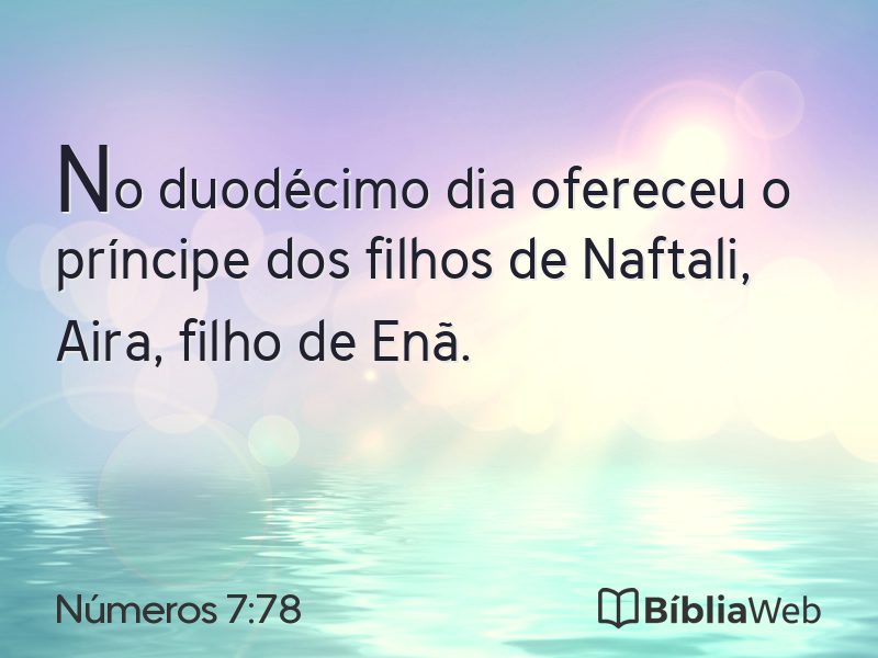 Números 7:78 em imagem para compartilhar