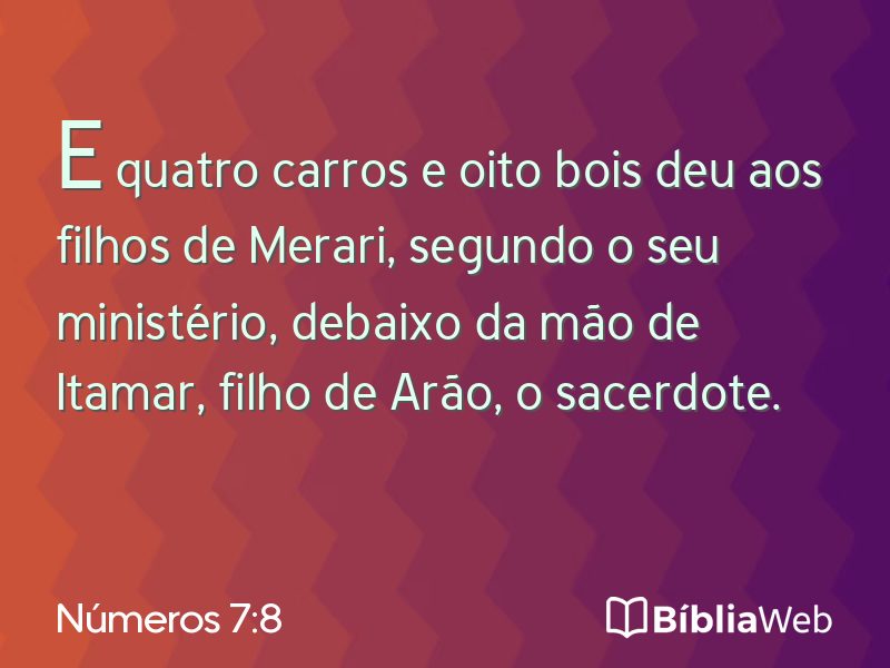 Números 7:8 em imagem para compartilhar