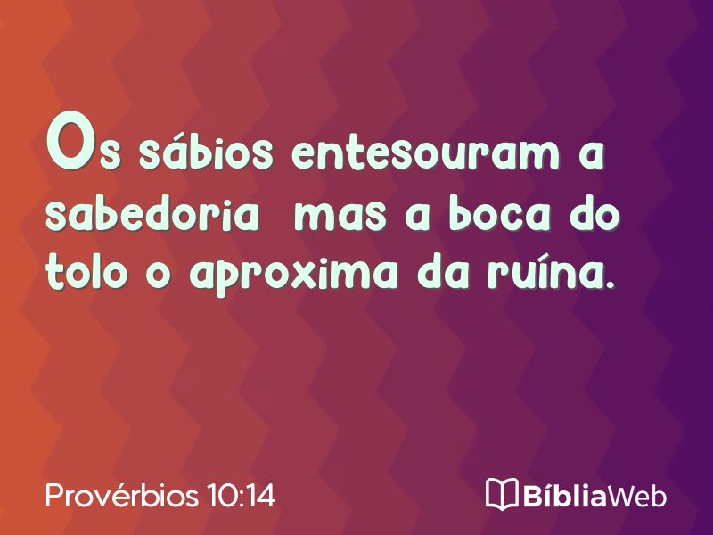 Provérbios 10:14 em imagem para compartilhar