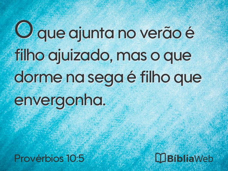 Provérbios 10:5 em imagem para compartilhar