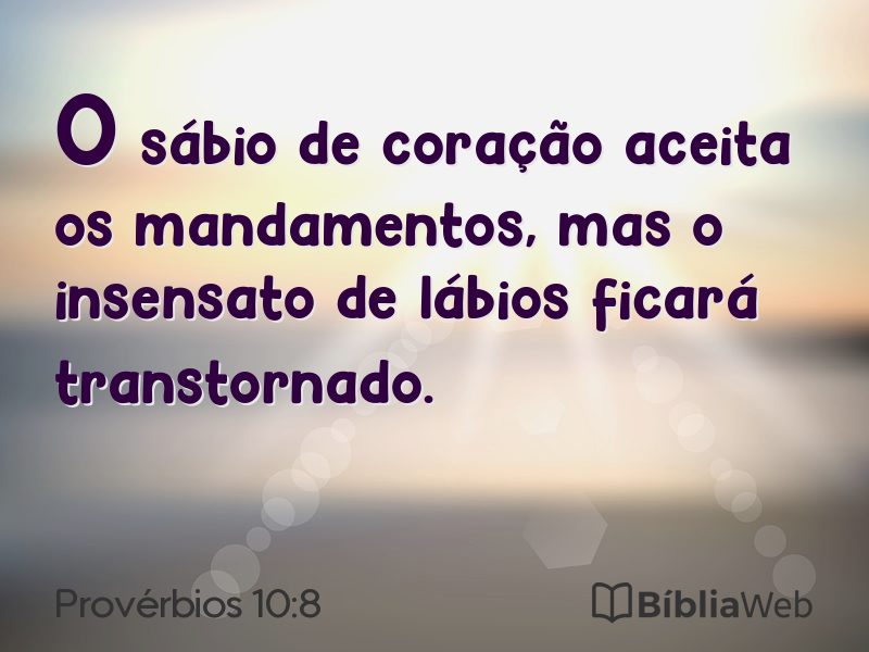 Provérbios 10:8 em imagem para compartilhar
