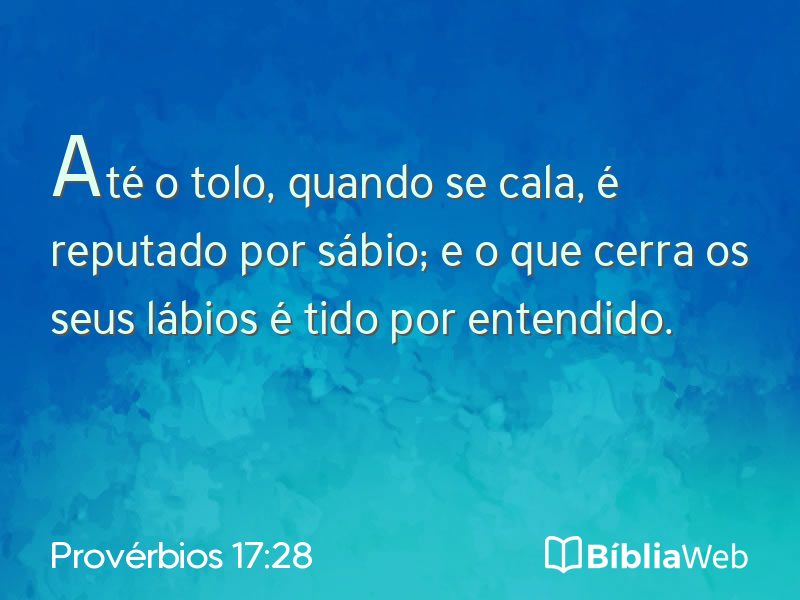 Provérbios 17:28 em imagem para compartilhar