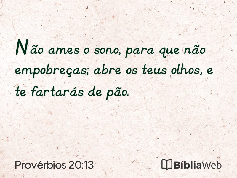 Provérbios 20:13 em imagem para compartilhar